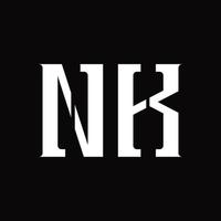 monogramme du logo nk avec modèle de conception de tranche moyenne vecteur