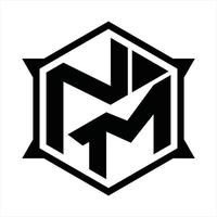 modèle de conception de monogramme logo nm vecteur