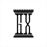 monogramme de logo gx avec modèle de conception en forme de pilier vecteur