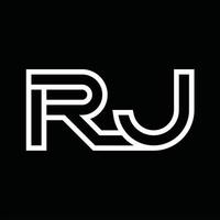 monogramme du logo rj avec espace négatif de style de ligne vecteur