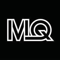 monogramme du logo mq avec espace négatif de style de ligne vecteur