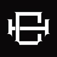 monogramme du logo hc avec modèle de conception de style lié superposé vintage vecteur