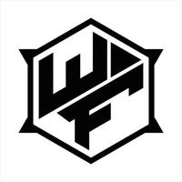 modèle de conception de monogramme logo wf vecteur