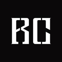 monogramme de logo rc avec modèle de conception de tranche moyenne vecteur