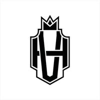 modèle de conception de monogramme logo vh vecteur