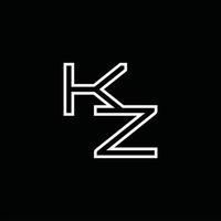 monogramme de logo kz avec modèle de conception de style de ligne vecteur