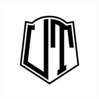 monogramme du logo ut avec modèle de conception de contour en forme de bouclier vecteur