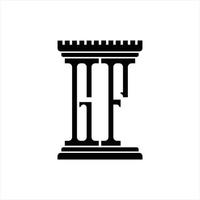 monogramme de logo gf avec modèle de conception en forme de pilier vecteur