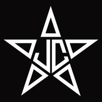 monogramme du logo jc avec modèle de conception en forme d'étoile vecteur