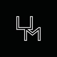 monogramme de logo um avec modèle de conception de style de ligne vecteur