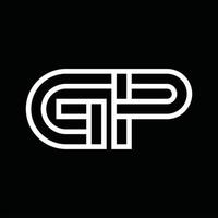 monogramme du logo gp avec espace négatif de style de ligne vecteur