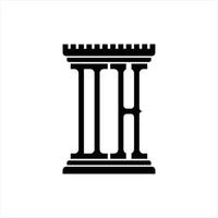 monogramme de logo dh avec modèle de conception en forme de pilier vecteur