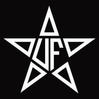 monogramme logo uf avec modèle de conception en forme d'étoile vecteur