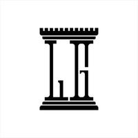monogramme logo lg avec modèle de conception en forme de pilier vecteur