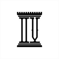 monogramme du logo ov avec modèle de conception en forme de pilier vecteur