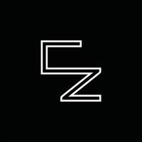 monogramme de logo cz avec modèle de conception de style de ligne vecteur