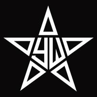 yw logo monogramme avec modèle de conception en forme d'étoile vecteur