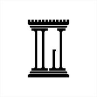 monogramme de logo dj avec modèle de conception de forme de pilier vecteur