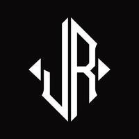 jr logo monogramme avec modèle de conception isolé en forme de bouclier vecteur