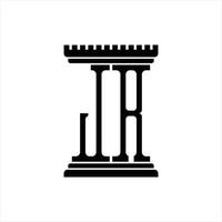 monogramme du logo jr avec modèle de conception en forme de pilier vecteur