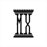 monogramme de logo mx avec modèle de conception en forme de pilier vecteur