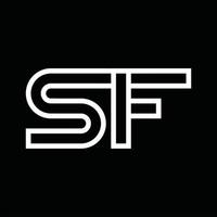 monogramme du logo sf avec espace négatif de style de ligne vecteur