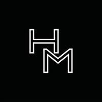 monogramme de logo hm avec modèle de conception de style de ligne vecteur