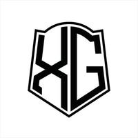 monogramme de logo xg avec modèle de conception de contour en forme de bouclier vecteur