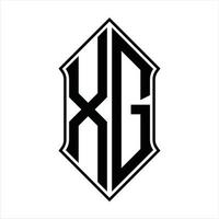 monogramme de logo xg avec forme de bouclier et modèle de conception de contour icône vectorielle abstraite vecteur