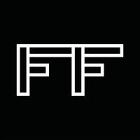 monogramme du logo ff avec espace négatif de style de ligne vecteur