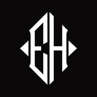 eh logo monogramme avec modèle de conception isolé en forme de bouclier vecteur