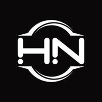 monogramme de logo hn avec modèle de conception de forme de tranche arrondie en cercle vecteur