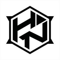 modèle de conception de monogramme logo hn vecteur