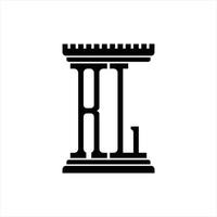 monogramme du logo rl avec modèle de conception en forme de pilier vecteur
