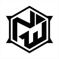 modèle de conception de monogramme logo nw vecteur