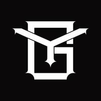 monogramme du logo yg avec modèle de conception de style lié superposé vintage vecteur