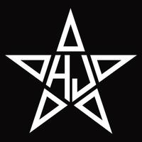 monogramme du logo hj avec modèle de conception en forme d'étoile vecteur