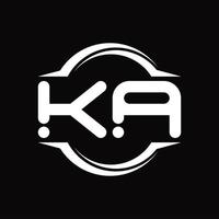 monogramme de logo ka avec modèle de conception de forme de tranche arrondie en cercle vecteur