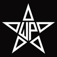 monogramme de logo wp avec modèle de conception en forme d'étoile vecteur