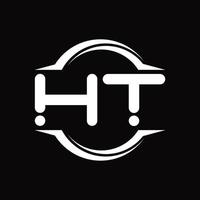 monogramme de logo ht avec modèle de conception de forme de tranche arrondie en cercle vecteur