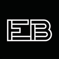 monogramme du logo eb avec espace négatif de style de ligne vecteur