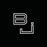 monogramme de logo bj avec modèle de conception de style de ligne vecteur