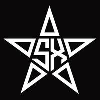 monogramme de logo sx avec modèle de conception en forme d'étoile vecteur