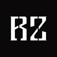 monogramme de logo rz avec modèle de conception de tranche moyenne vecteur