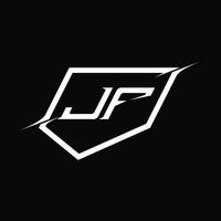 lettre de monogramme du logo jf avec conception de style bouclier et tranche vecteur
