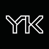 monogramme du logo yk avec espace négatif de style de ligne vecteur