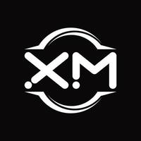 monogramme de logo xm avec modèle de conception de forme de tranche arrondie en cercle vecteur