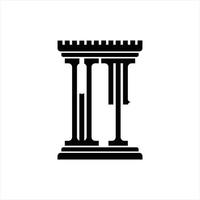 monogramme du logo wt avec modèle de conception en forme de pilier vecteur