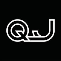 monogramme du logo qj avec espace négatif de style de ligne vecteur
