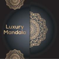 fond de conception de mandala de luxe en couleur dorée vecteur